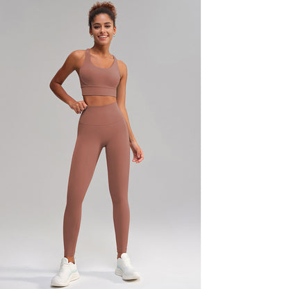 Seamless 2 Piece Workout Set for Women – Sleeveless Top & High Waisted Leggings