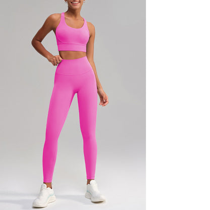 Seamless 2 Piece Workout Set for Women – Sleeveless Top & High Waisted Leggings