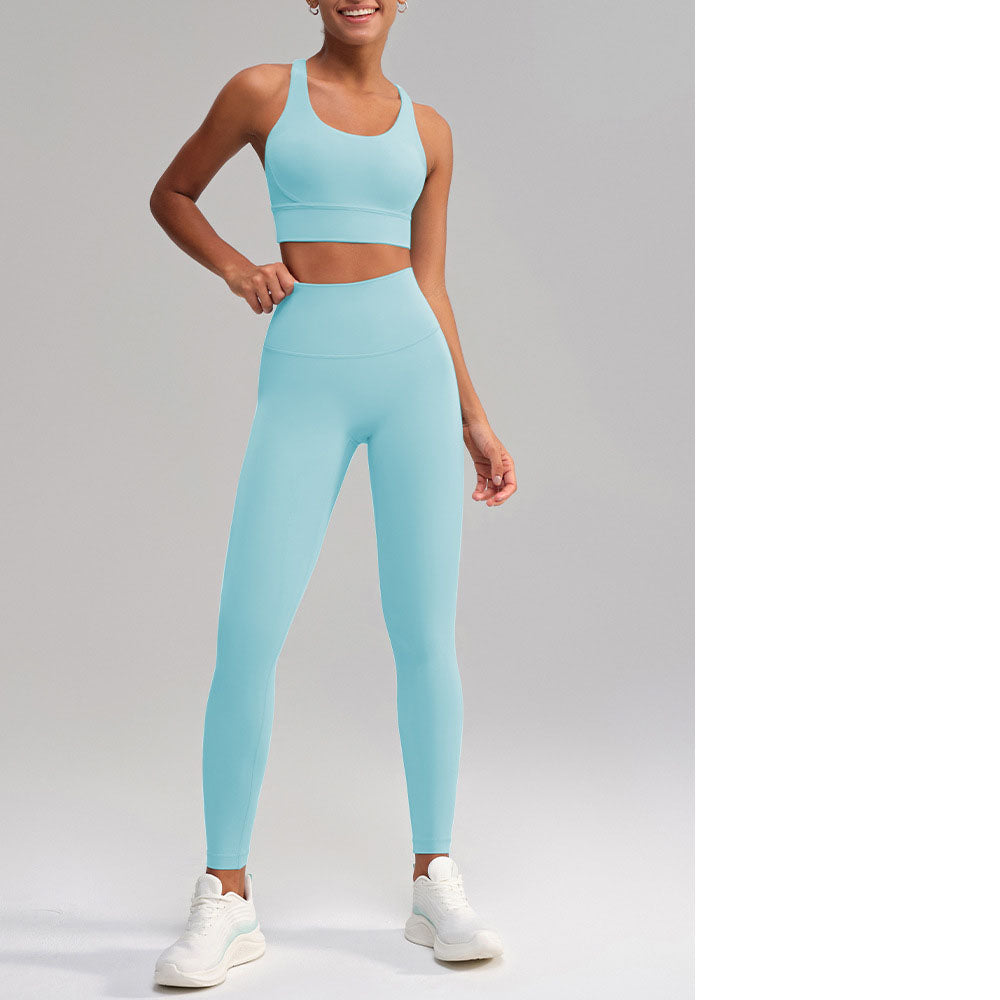 Seamless 2 Piece Workout Set for Women – Sleeveless Top & High Waisted Leggings