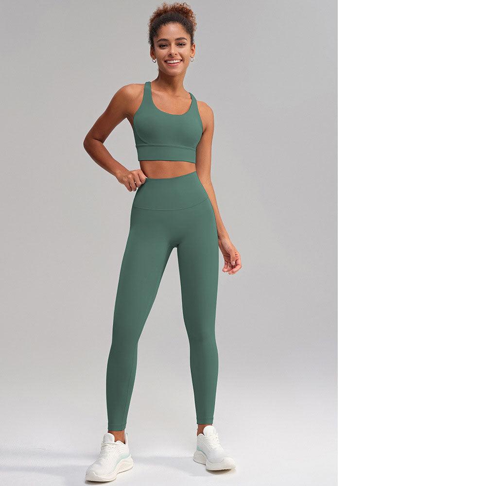 Seamless 2 Piece Workout Set for Women – Sleeveless Top & High Waisted Leggings