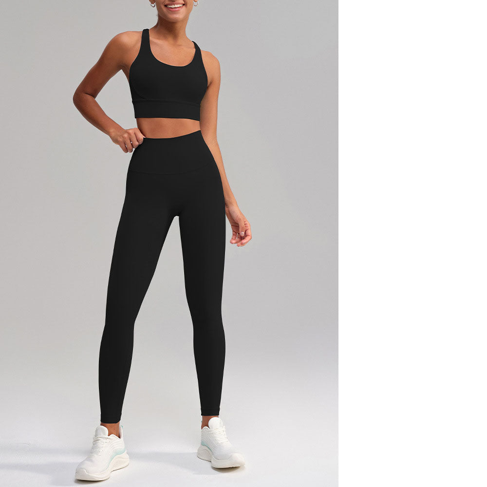 Seamless 2 Piece Workout Set for Women – Sleeveless Top & High Waisted Leggings