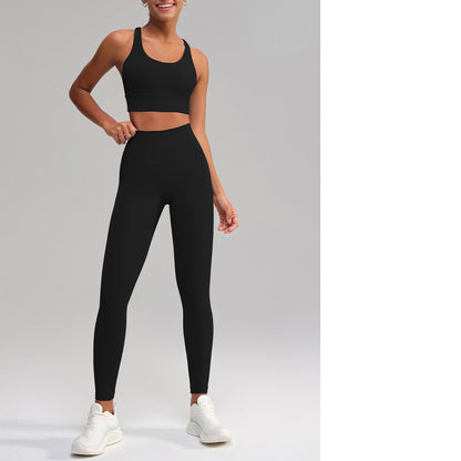 Seamless 2 Piece Workout Set for Women – Sleeveless Top & High Waisted Leggings