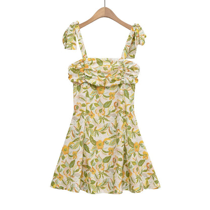 Women's Floral Tie-Strap Mini Dress