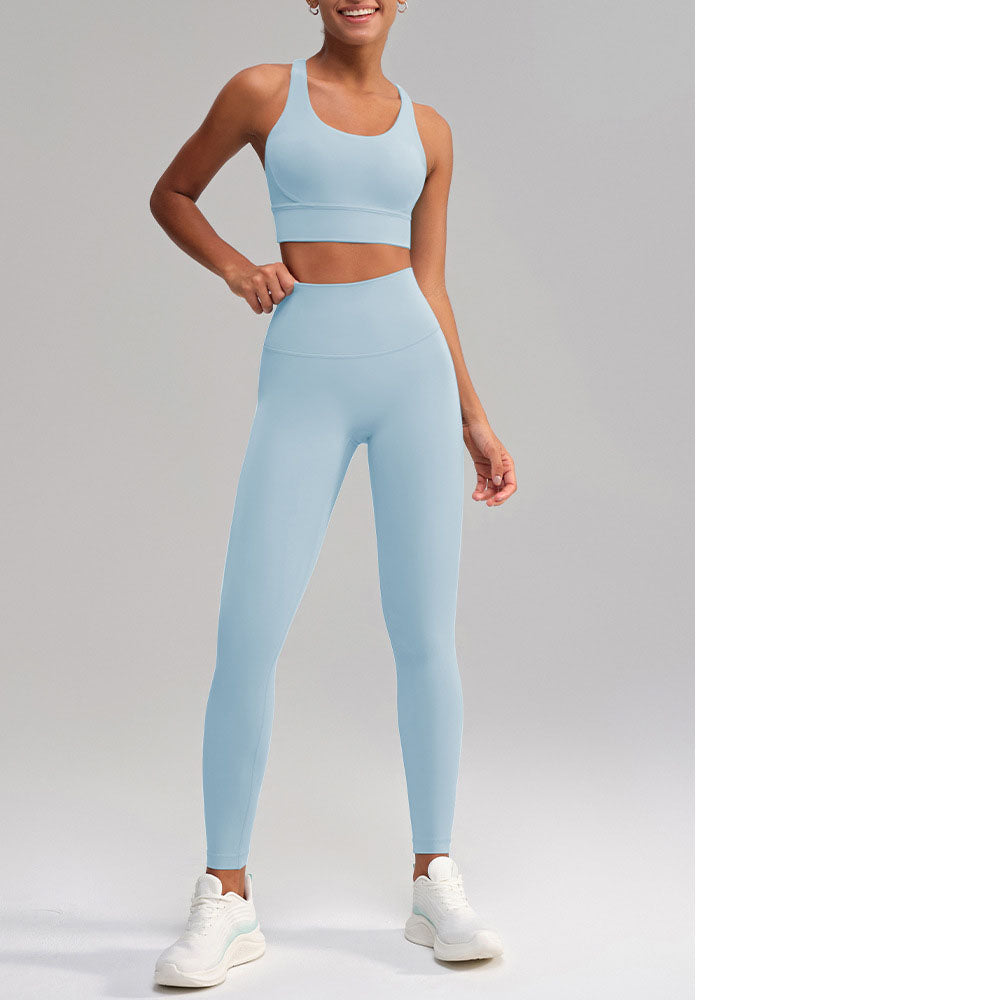 Seamless 2 Piece Workout Set for Women – Sleeveless Top & High Waisted Leggings