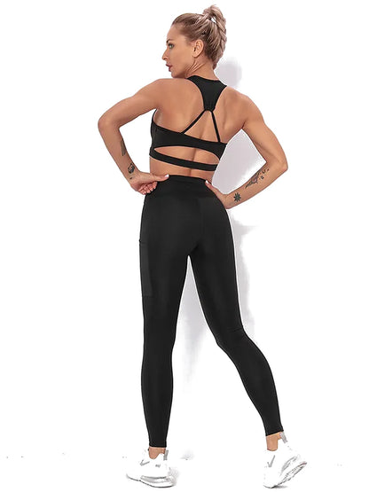 Women's Seamless Striped Activewear Set – Gym & Yoga Leggings